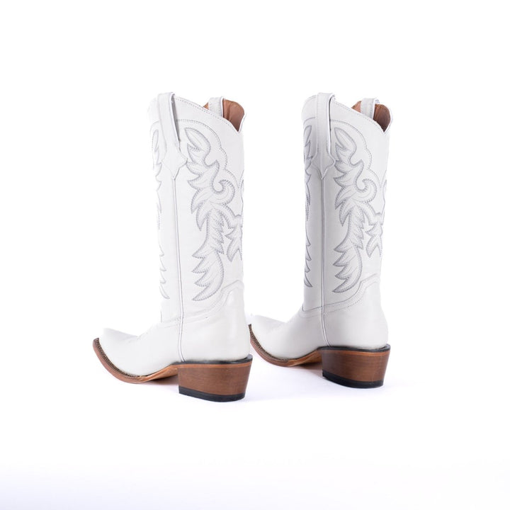 TANNER MARK WOMEN’S Classic White Calf Cowgirl Boots Snip toe - Rancho Sementalvariable