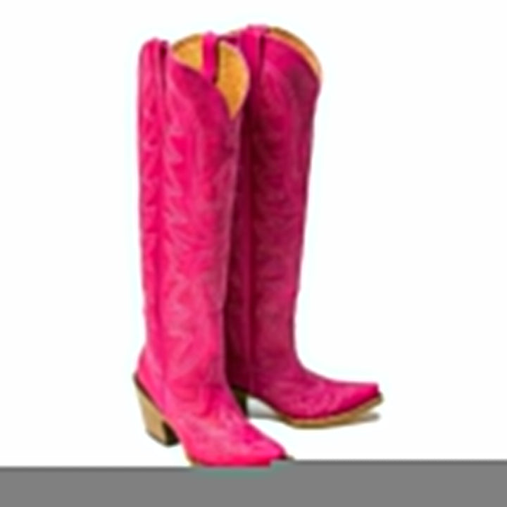 TANNER MARK WOMEN’S Crackle Hot Pink Fashion Heel Knee High Cowgirl Boots - Rancho Sementalvariable