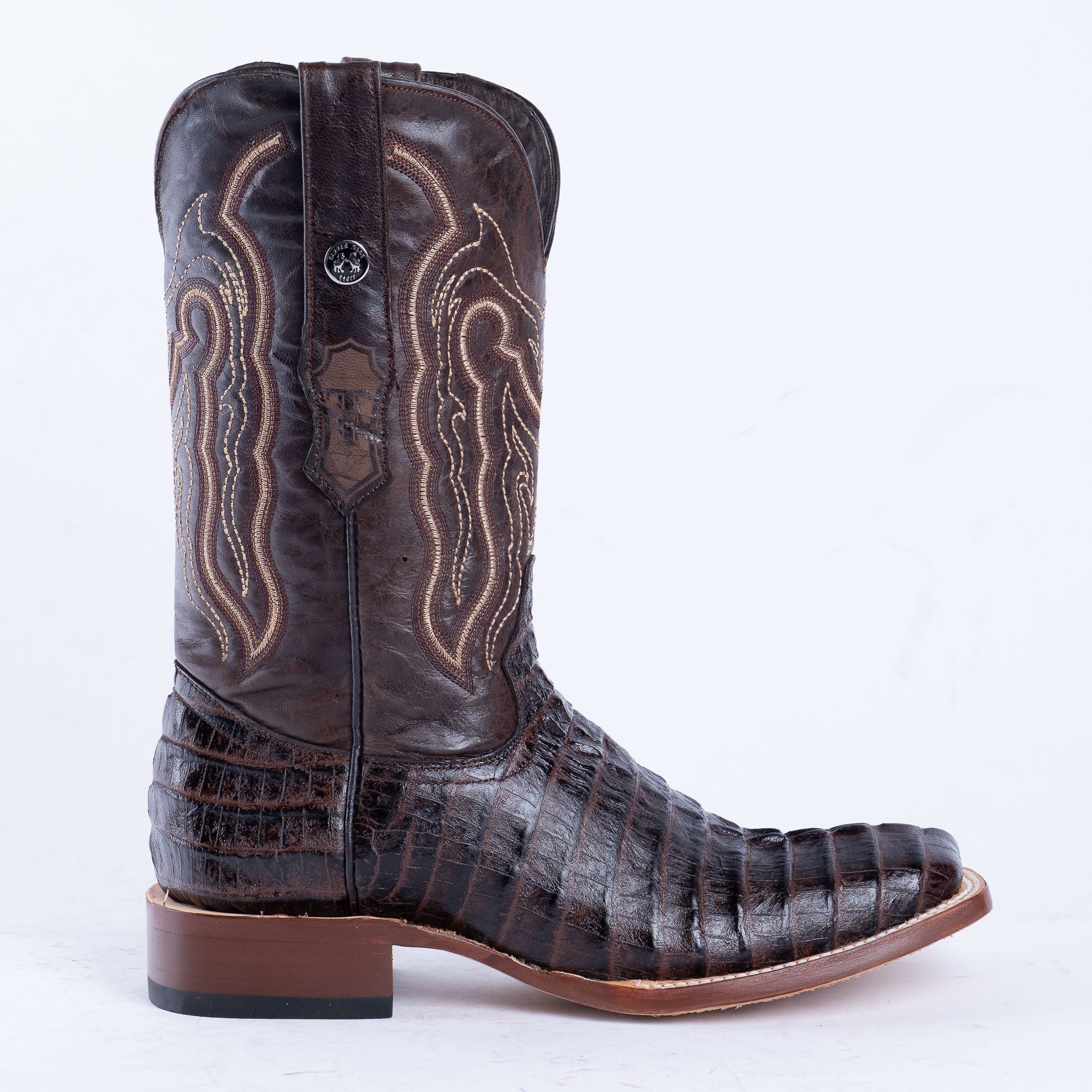 TANNER MARK MEN'S Print Croc Tail Brown Cowboy Boots
