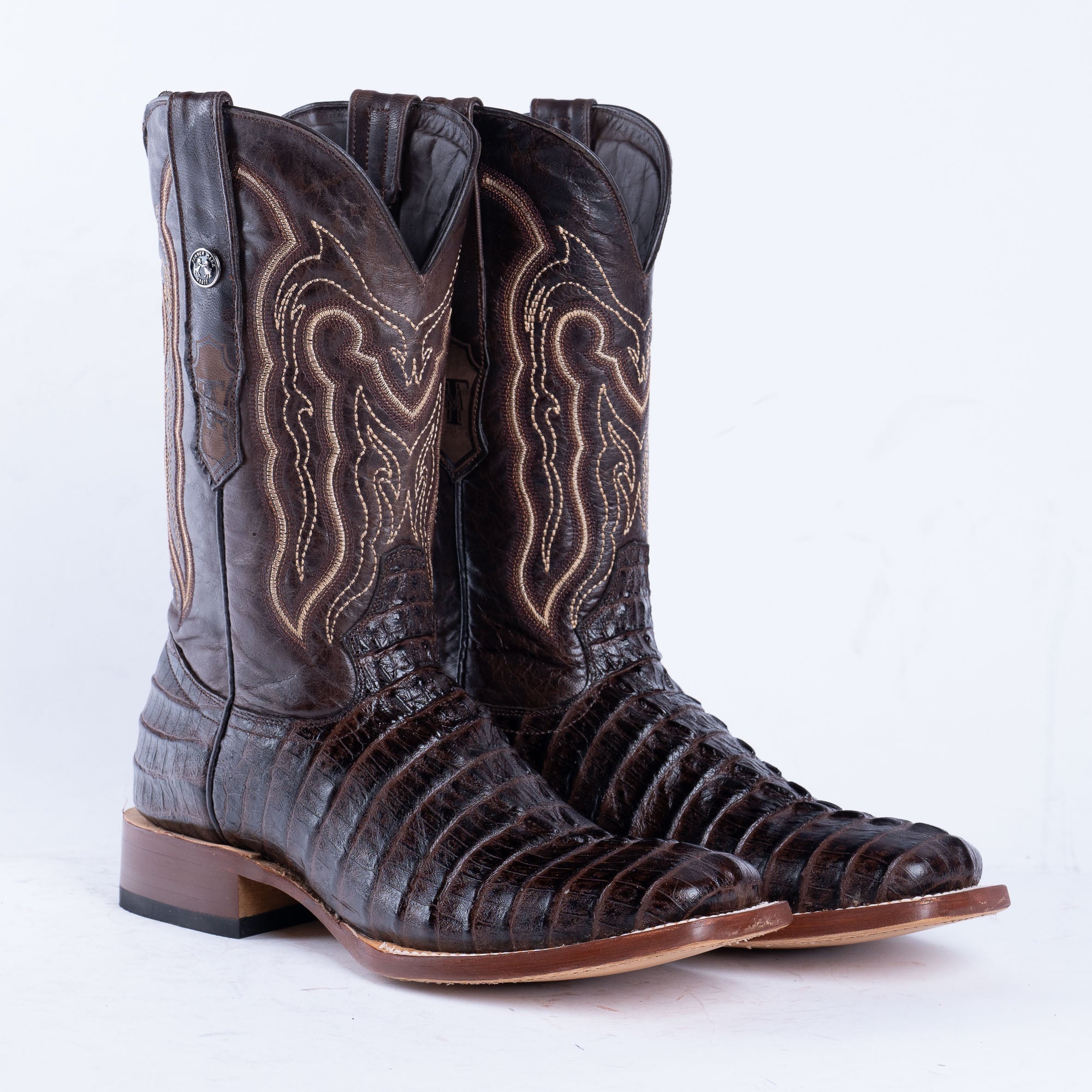 TANNER MARK MEN'S Print Croc Tail Brown Cowboy Boots