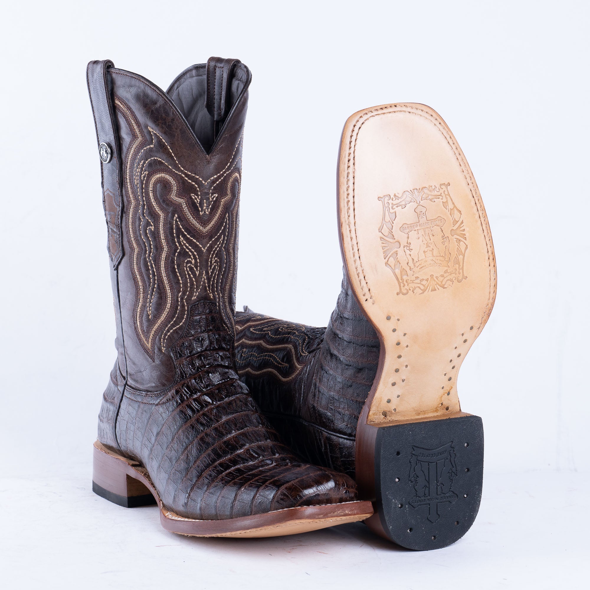 TANNER MARK MEN'S Print Croc Tail Brown Cowboy Boots