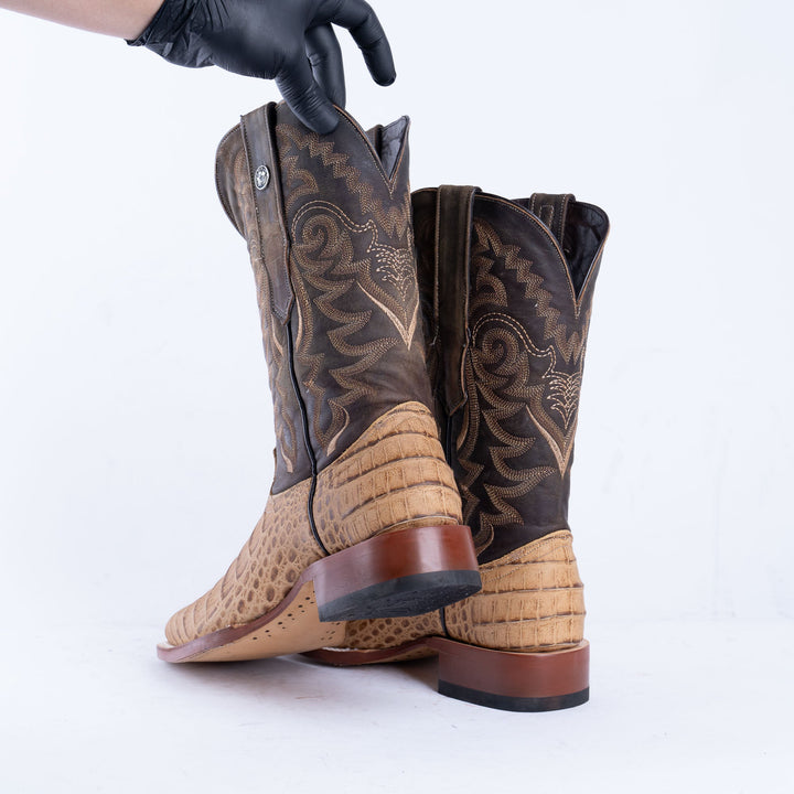TANNER MARK MEN'S Print Croc Belly MD Antique Cowboy Boots