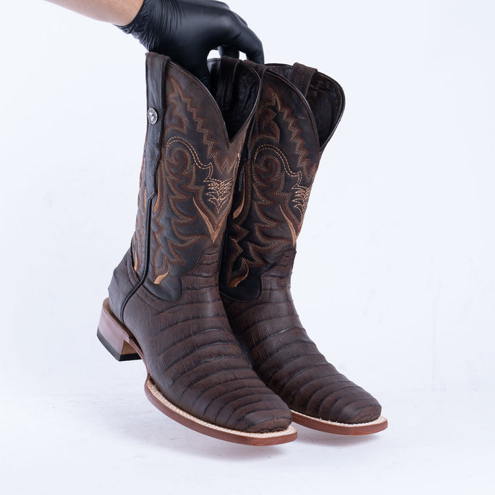 TANNER MARK MEN'S Print Croc Belly MD Nicotine Cowboy Boots