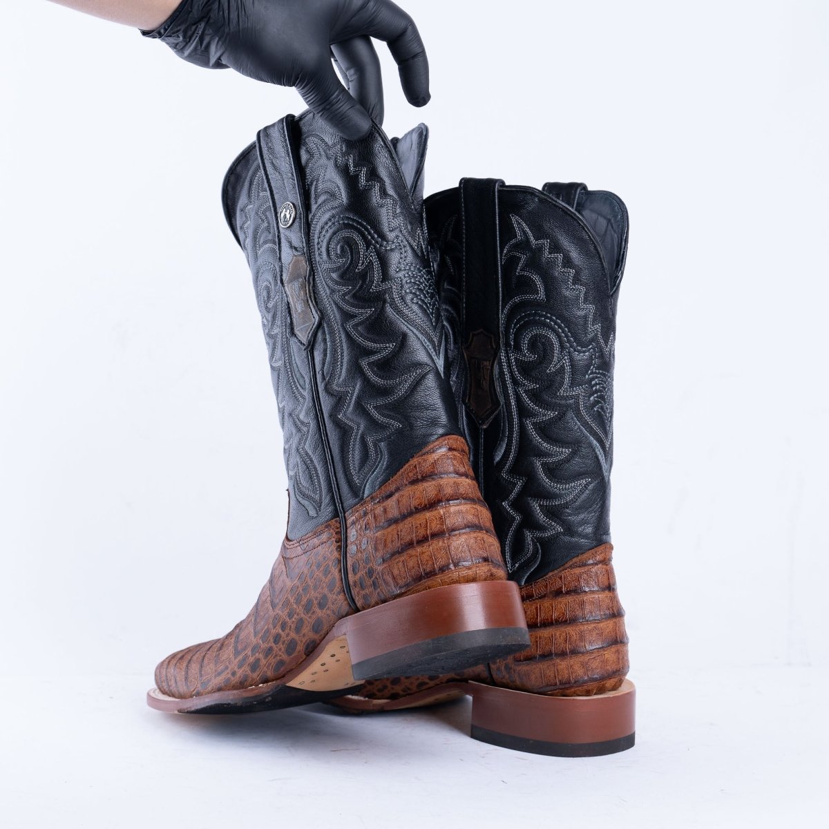 TANNER MARK MEN'S Caiman Belly Cognac Western Boots Whit Hybrid Sole - Rancho Sementalvariable
