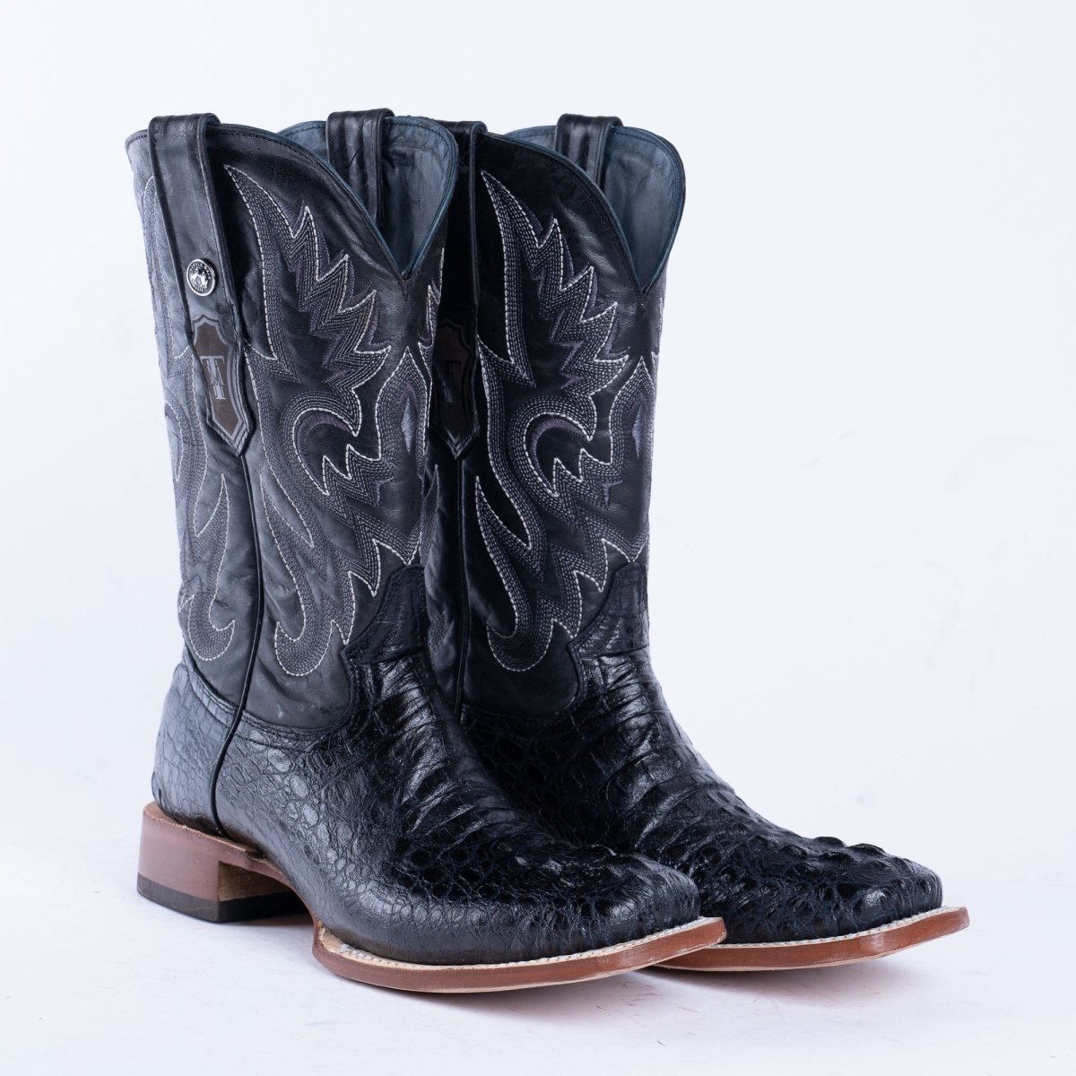 TANNER MARK MEN'S Croc Hornback Black Print Western Boots - Rancho Sementalvariable