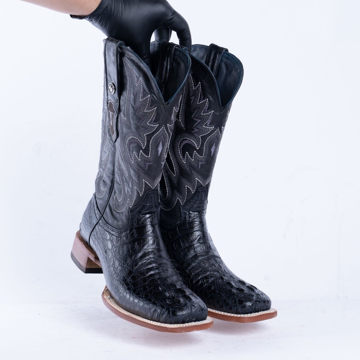 TANNER MARK MEN'S Croc Hornback Black Print Western Boots - Rancho Sementalvariable