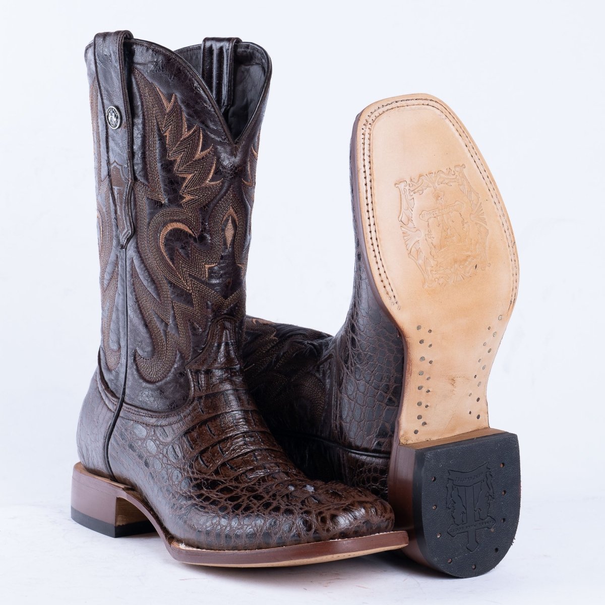 TANNER MARK MEN'S Croc Hornback Brown Print Western Boots - Rancho Sementalvariable