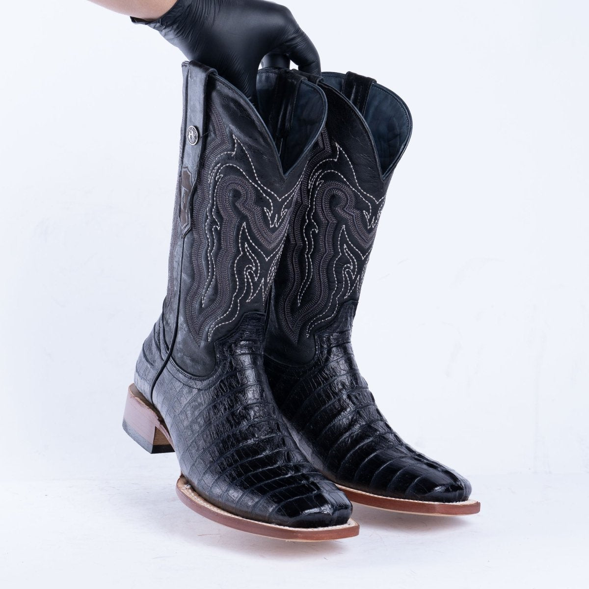 TANNER MARK MEN'S Croc Tail Black Print Western Boots - Rancho Sementalvariable