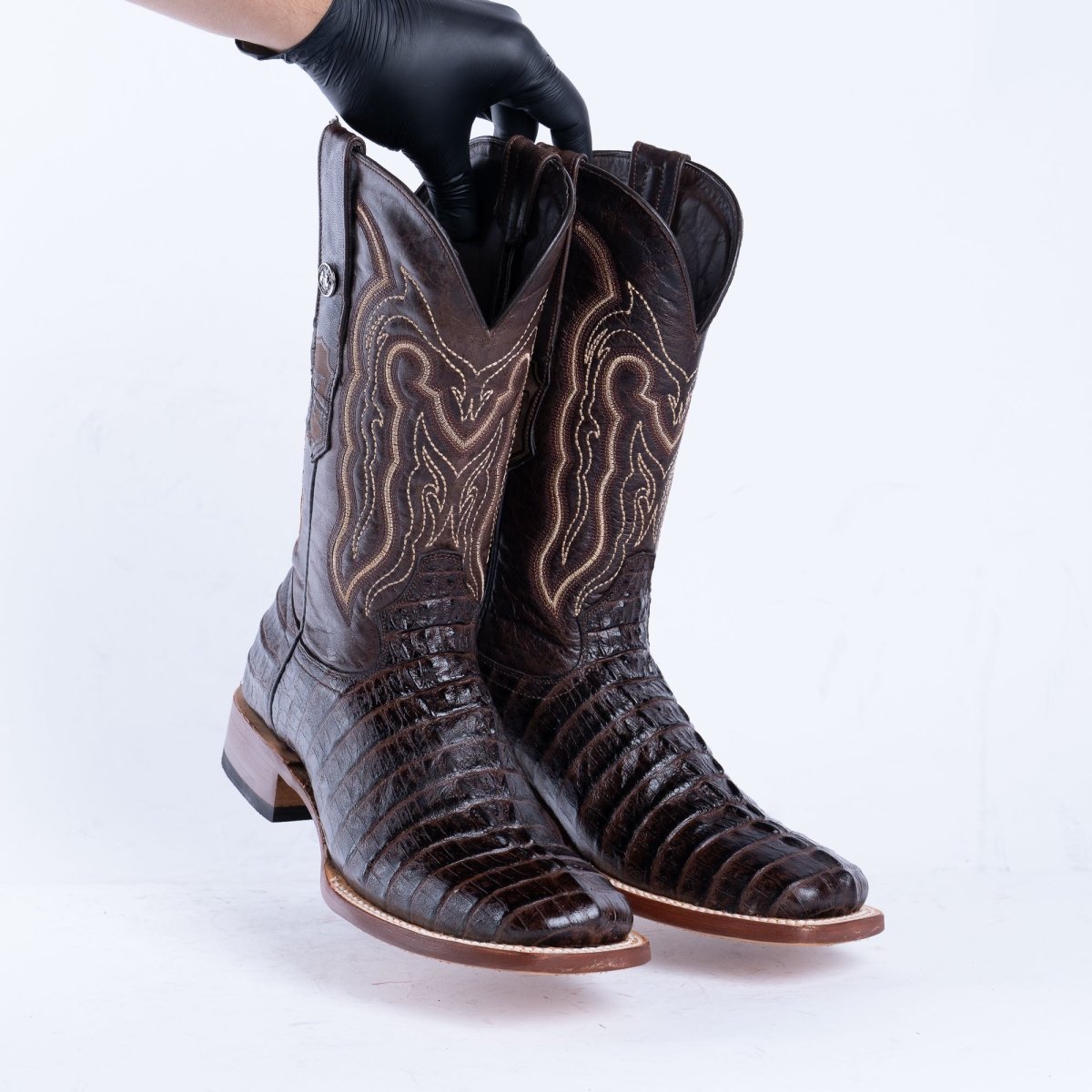 TANNER MARK MEN'S Croc Tail Brown Print Western Boots - Rancho Sementalvariable