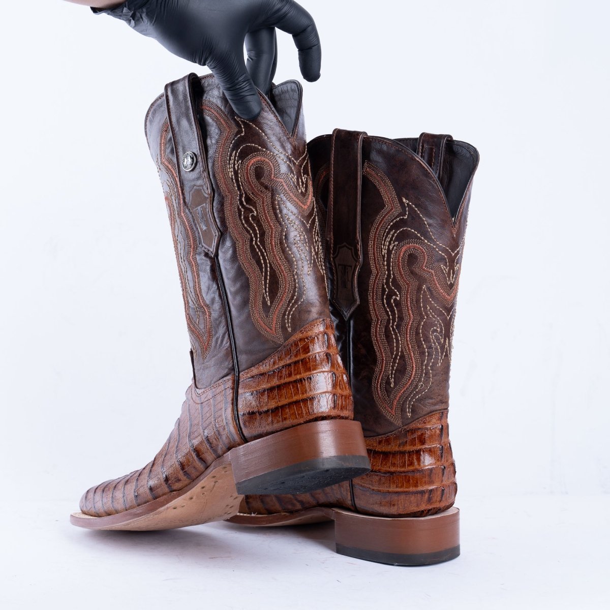 TANNER MARK MEN'S Croc Tail Cognac Print Western Boots - Rancho Sementalvariable