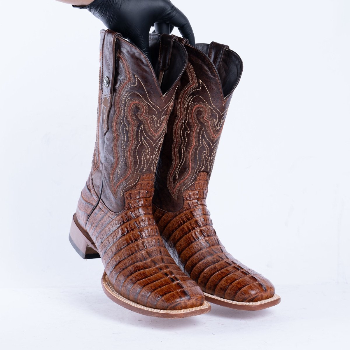TANNER MARK MEN'S Croc Tail Cognac Print Western Boots - Rancho Sementalvariable