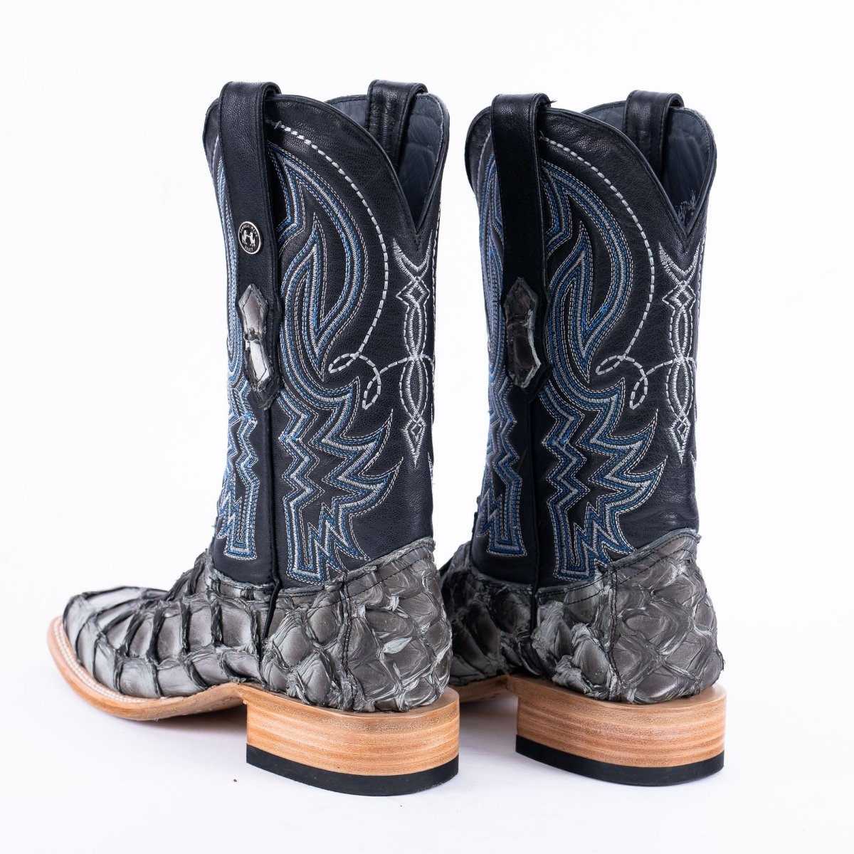 TANNER MARK MEN'S EXOTIC LEATHER Fish Mockingbird Grey Cowboy Boots - Rancho Sementalvariable