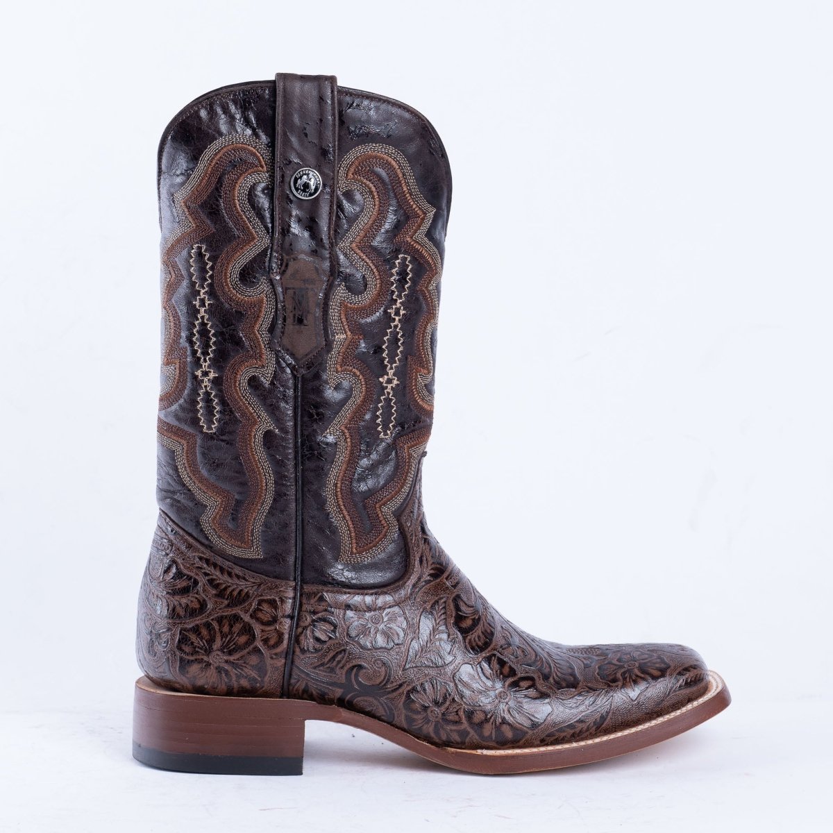 TANNER MARK MEN’S HandTooled Brown Print Western Boots - Rancho Sementalvariable