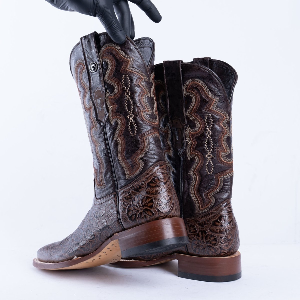 TANNER MARK MEN’S HandTooled Brown Print Western Boots - Rancho Sementalvariable