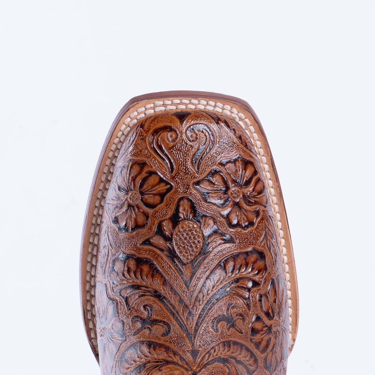 TANNER MARK MEN'S HandTooled Print Cognac Western Boots - Rancho Sementalvariable