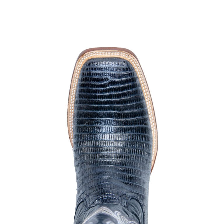 TANNER MARK MEN’S Lizard Classic Black Western Boots Whit Marble Black Top - Rancho Sementalvariable