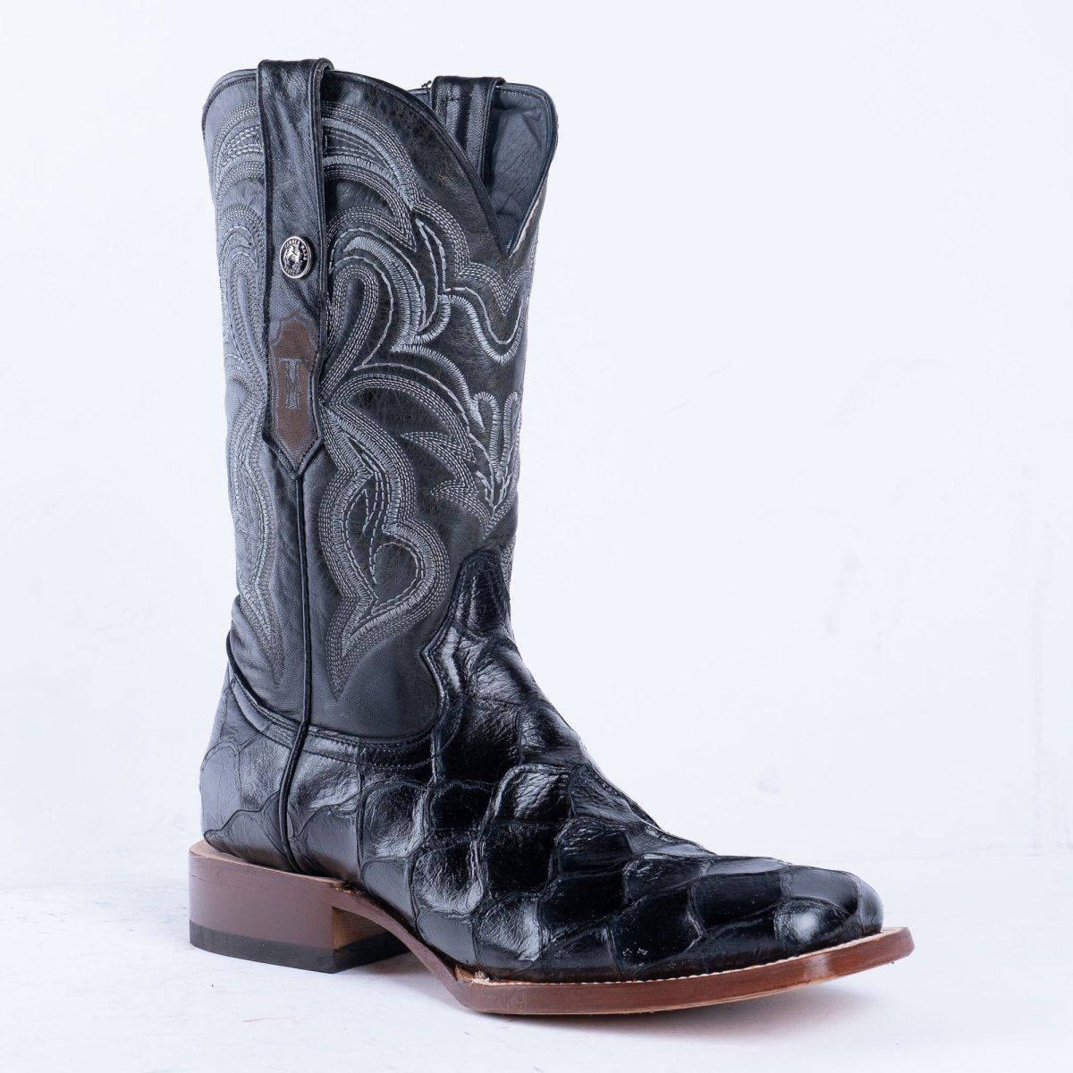TANNER MARK MEN’S Monster Fish Black Print Western Boots - Rancho Sementalvariable