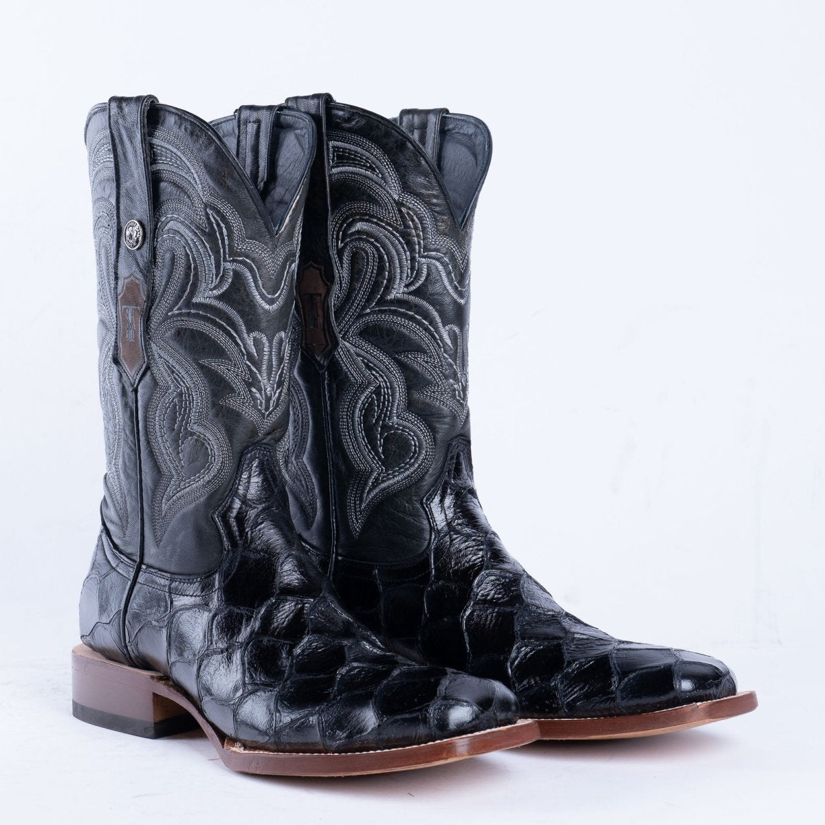 TANNER MARK MEN’S Monster Fish Black Print Western Boots - Rancho Sementalvariable