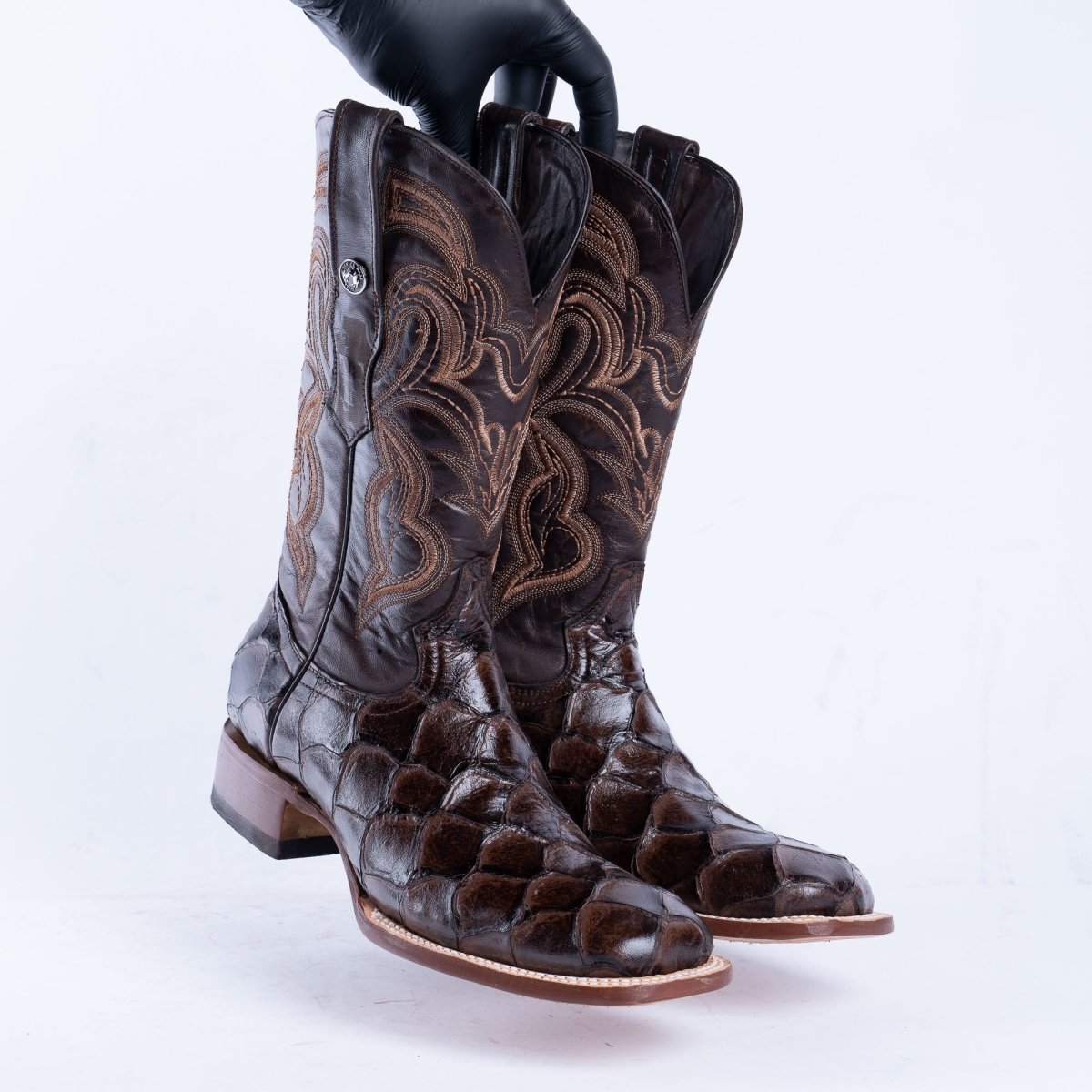 TANNER MARK MEN’S Monster Fish Brown Print Western Boots - Rancho Sementalvariable