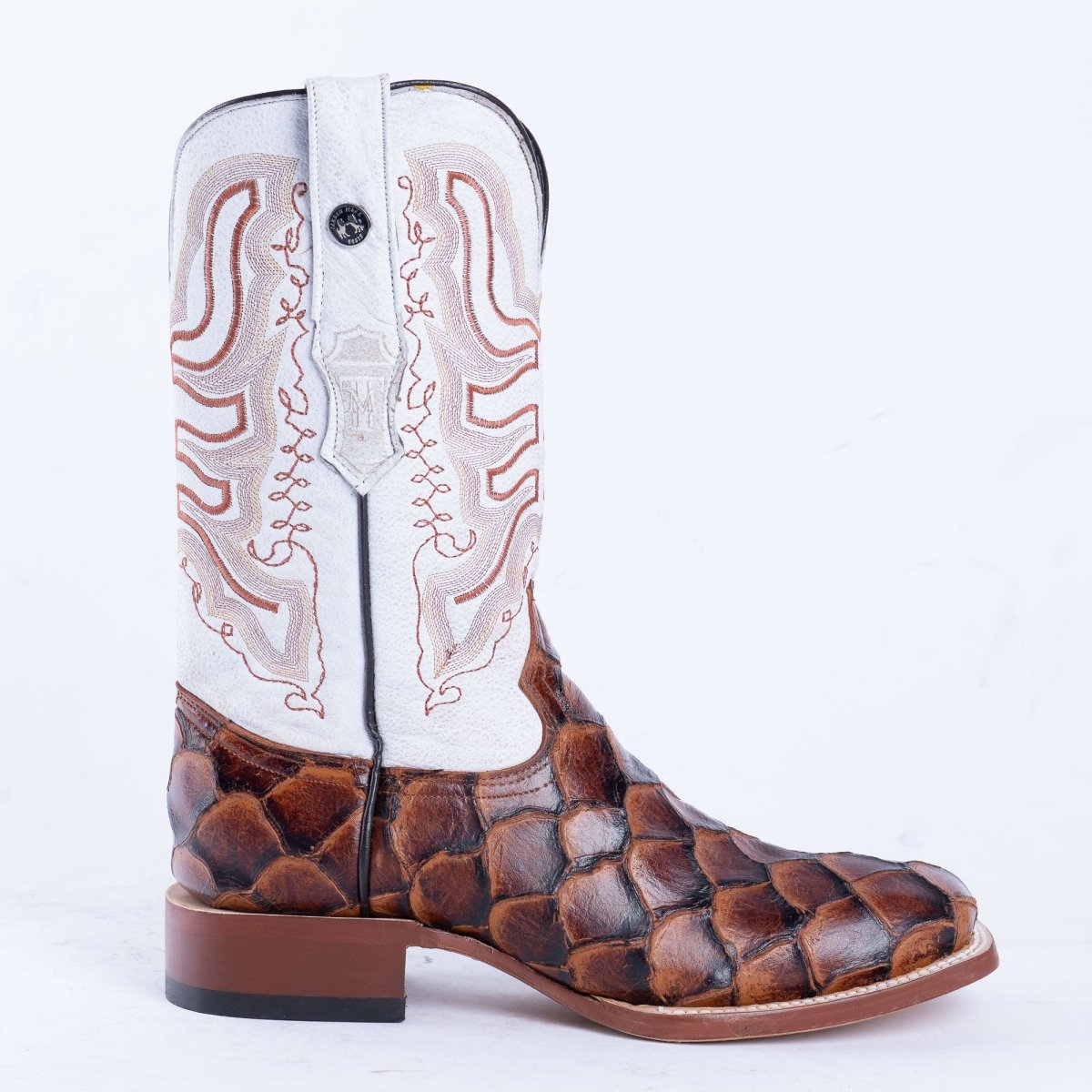 TANNER MARK MEN’S Monster Fish Cognac Matte Print Western Boots - Rancho Sementalvariable