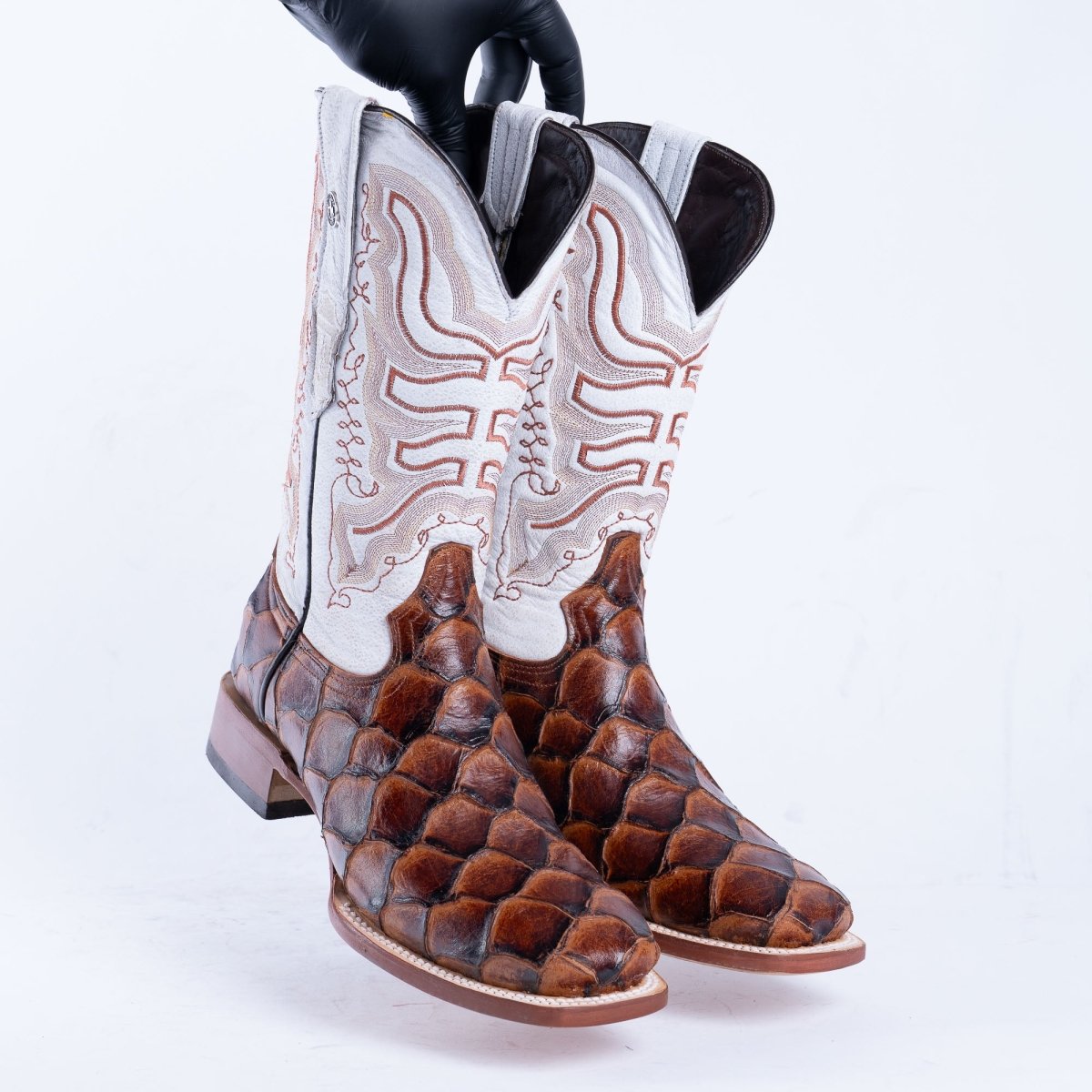 TANNER MARK MEN’S Monster Fish Cognac Matte Print Western Boots - Rancho Sementalvariable