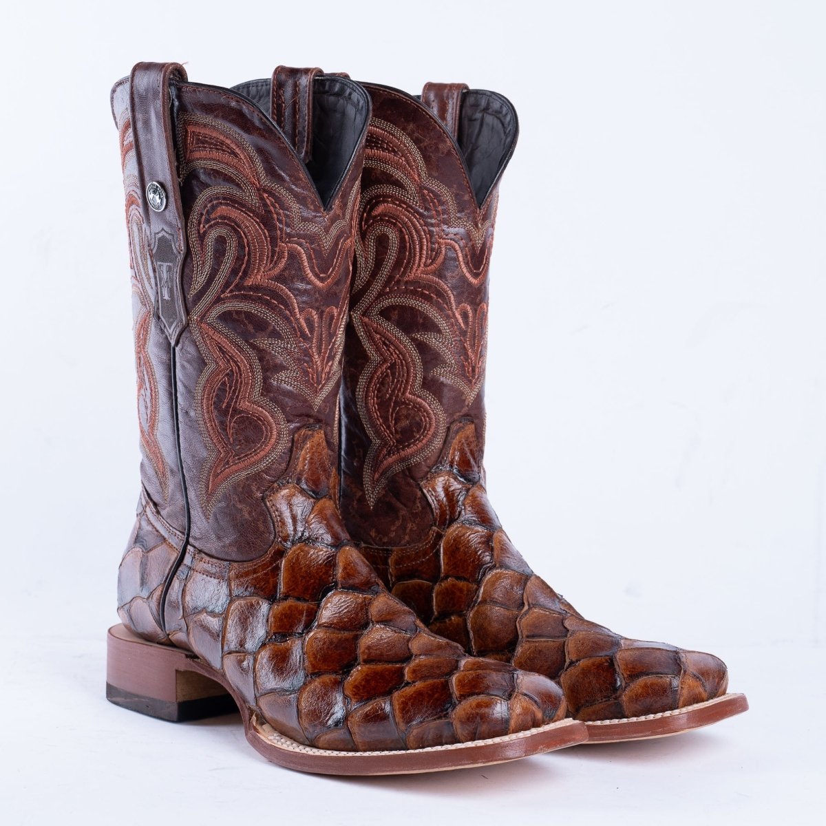 TANNER MARK MEN’S Monster Fish Cognac Print Western Boots - Rancho Sementalvariable