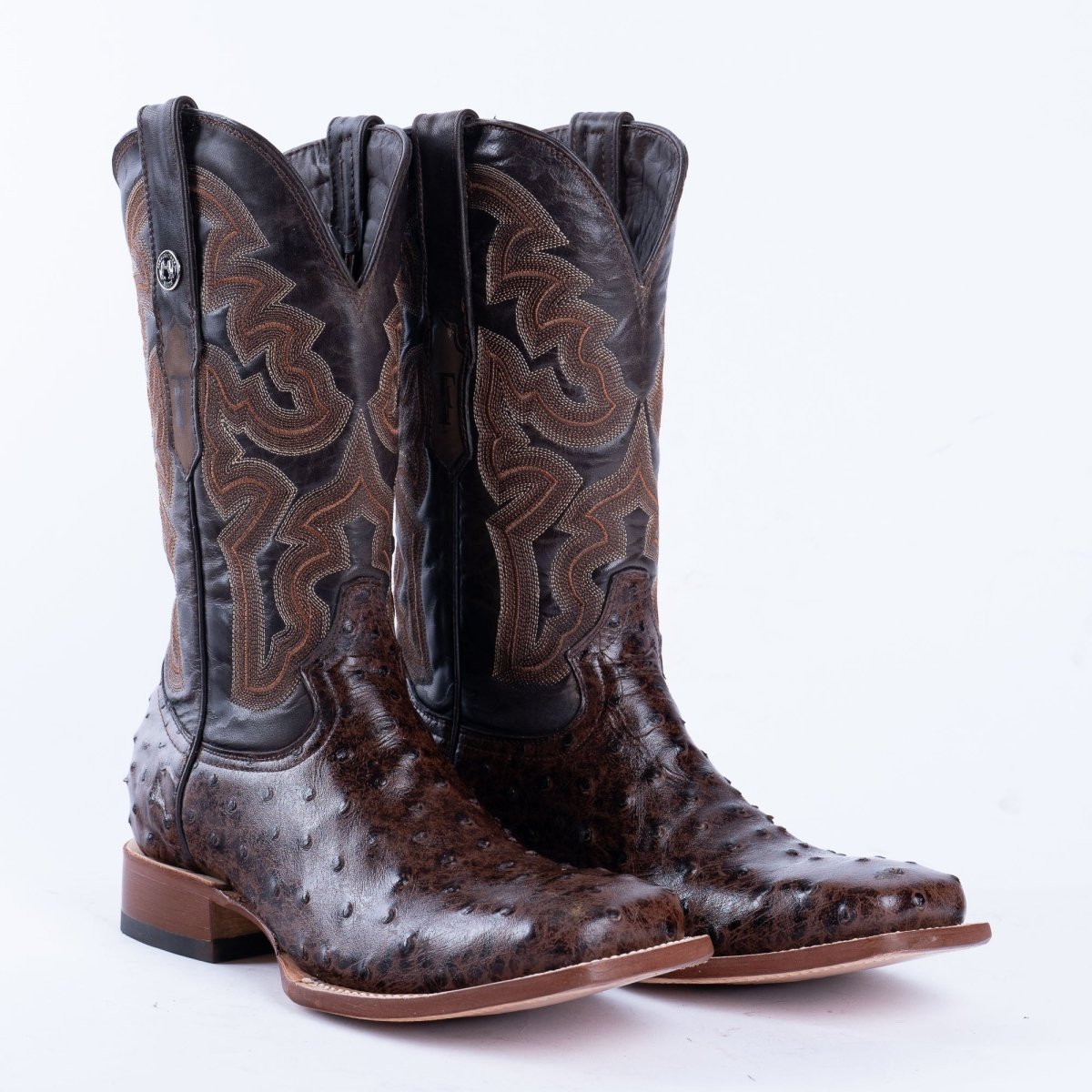 TANNER MARK MEN’S Ostrich Brown Print Western Boots - Rancho Sementalvariable