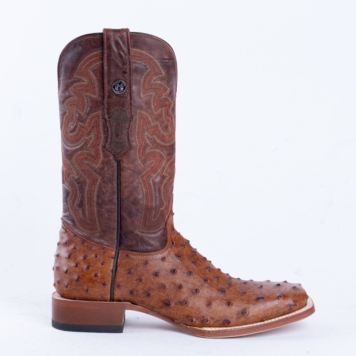 TANNER MARK MEN’S Ostrich Cognac Print Western Boots - Rancho Sementalvariable