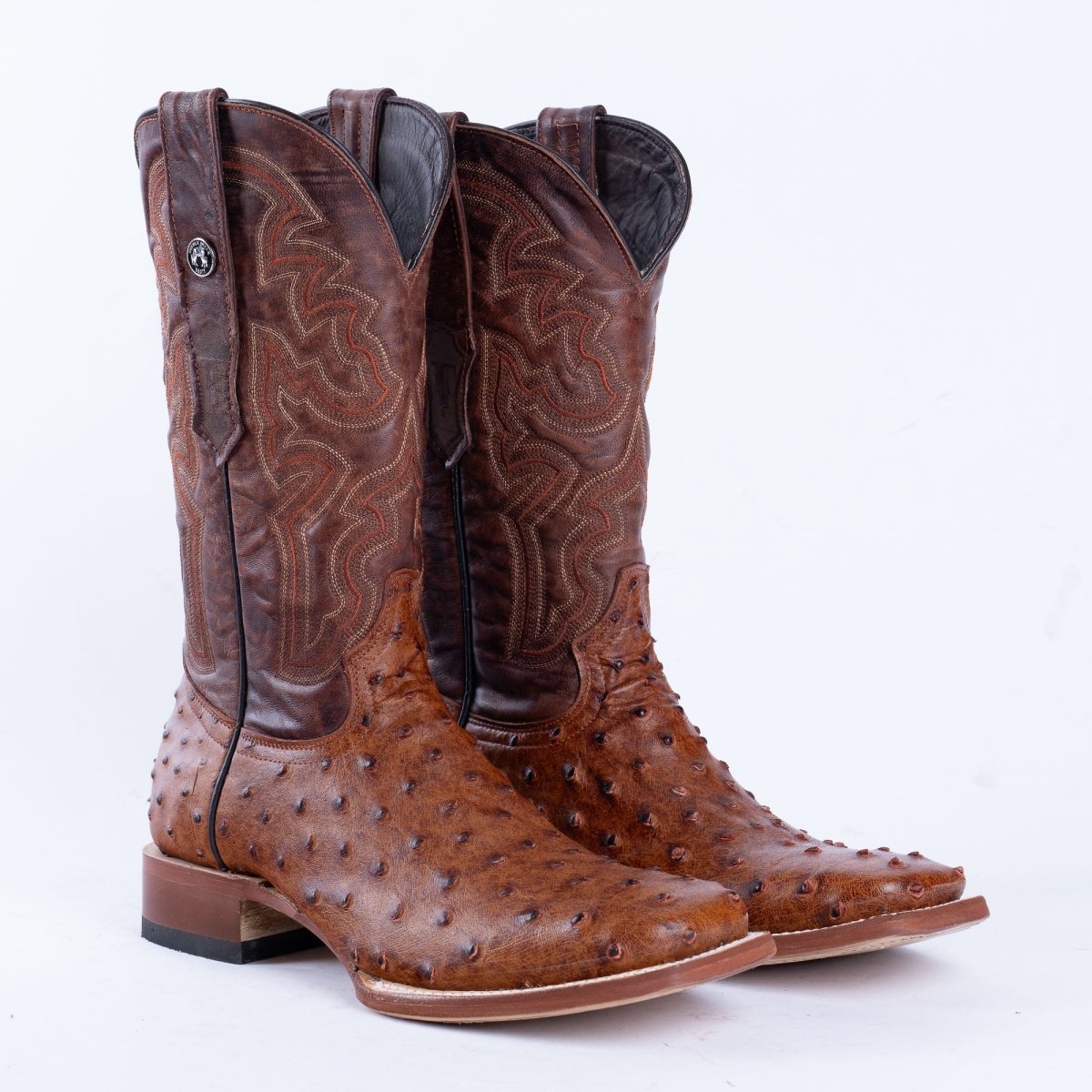 TANNER MARK MEN’S Ostrich Cognac Print Western Boots - Rancho Sementalvariable