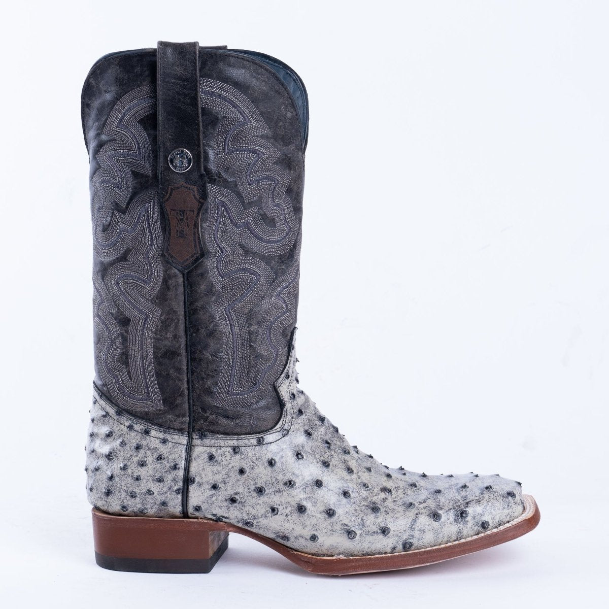 TANNER MARK MEN’S Ostrich Rustic Black Print Western Boots - Rancho Sementalvariable