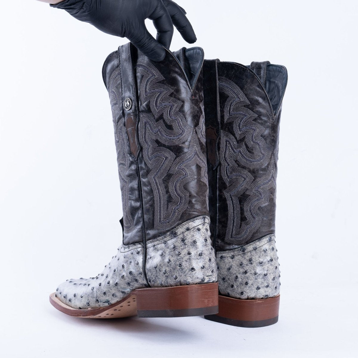 TANNER MARK MEN’S Ostrich Rustic Black Print Western Boots - Rancho Sementalvariable