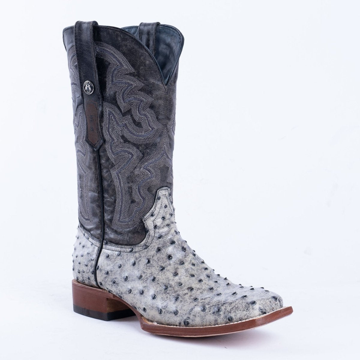 TANNER MARK MEN’S Ostrich Rustic Black Print Western Boots - Rancho Sementalvariable