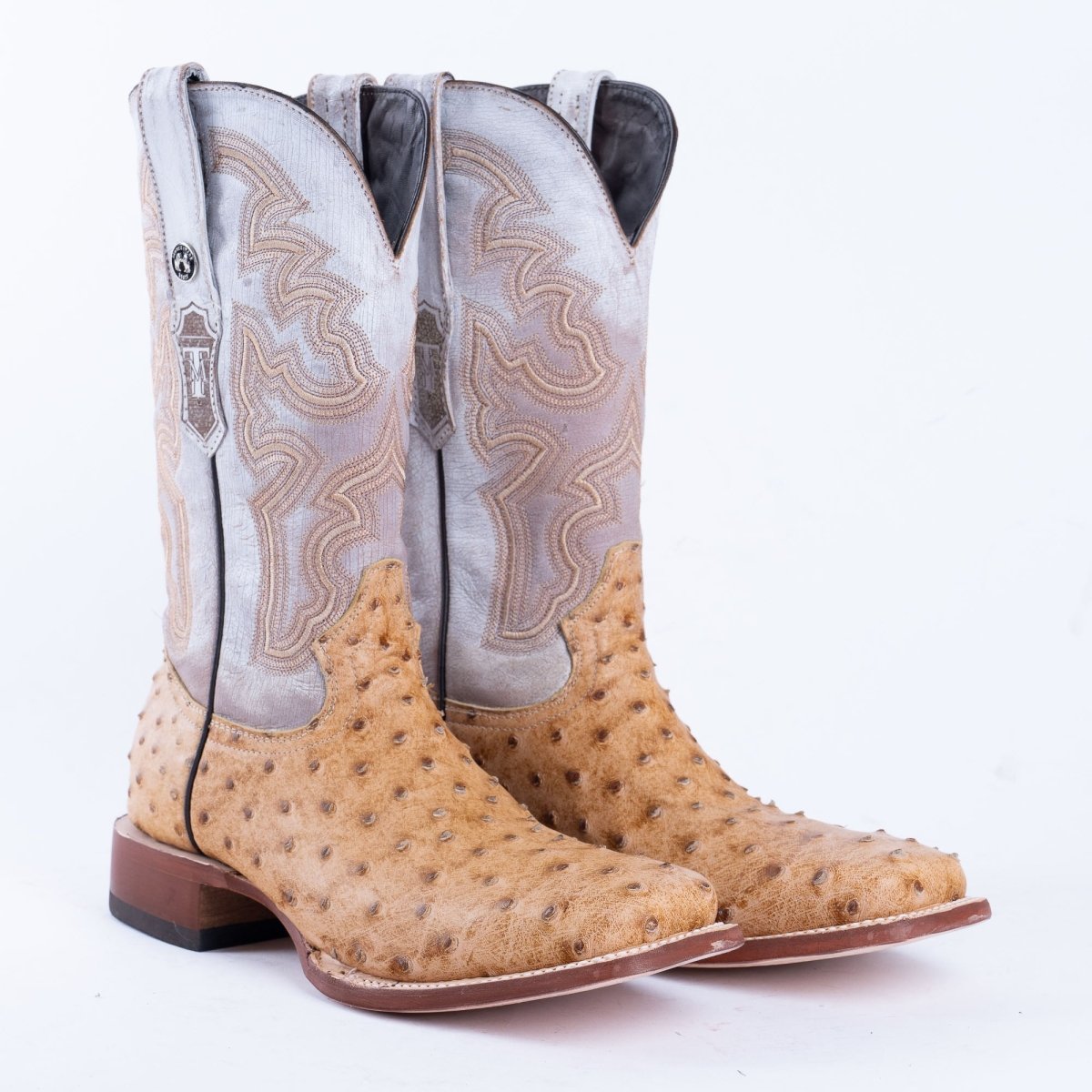 TANNER MARK MEN’S Ostrich Rustic Orix Print Western Boots - Rancho Sementalvariable