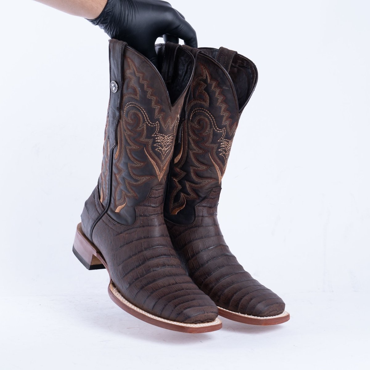 TANNER MARK MEN'S Print Croc Belly MD Nicotine Cowboy Boots - Rancho Sementalvariable