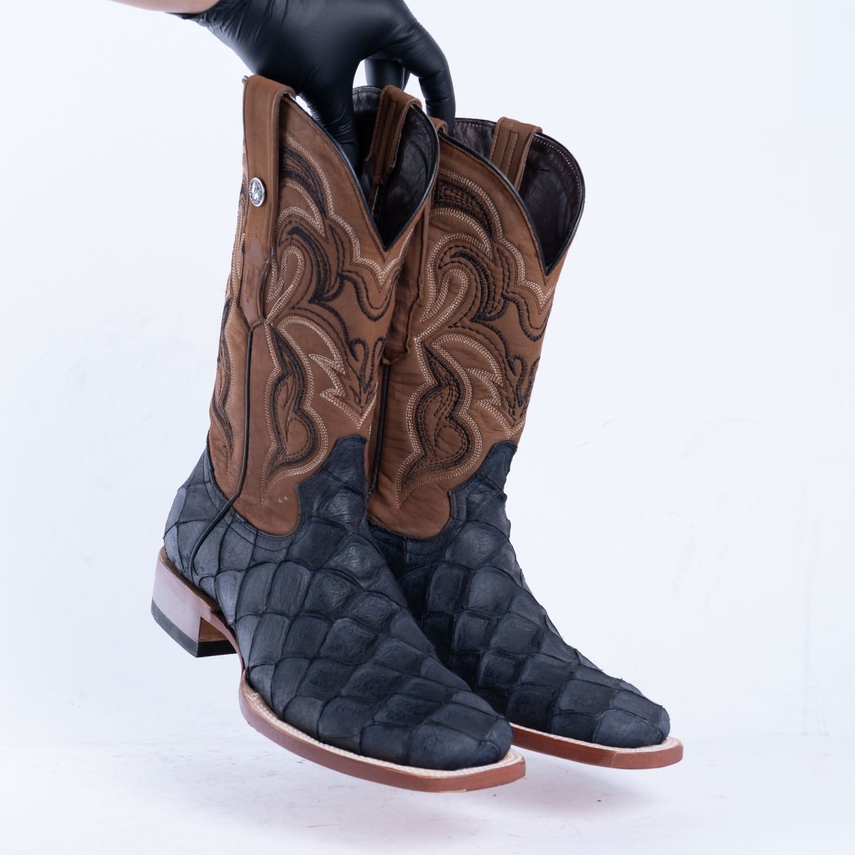 TANNER MARK MEN'S Print Monster Fish MD Black Cowboy Boots - Rancho Sementalvariable