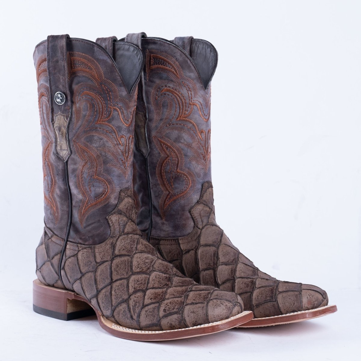 TANNER MARK MEN'S Print Monster Fish MD Nicotine Cowboy Boots - Rancho Sementalvariable