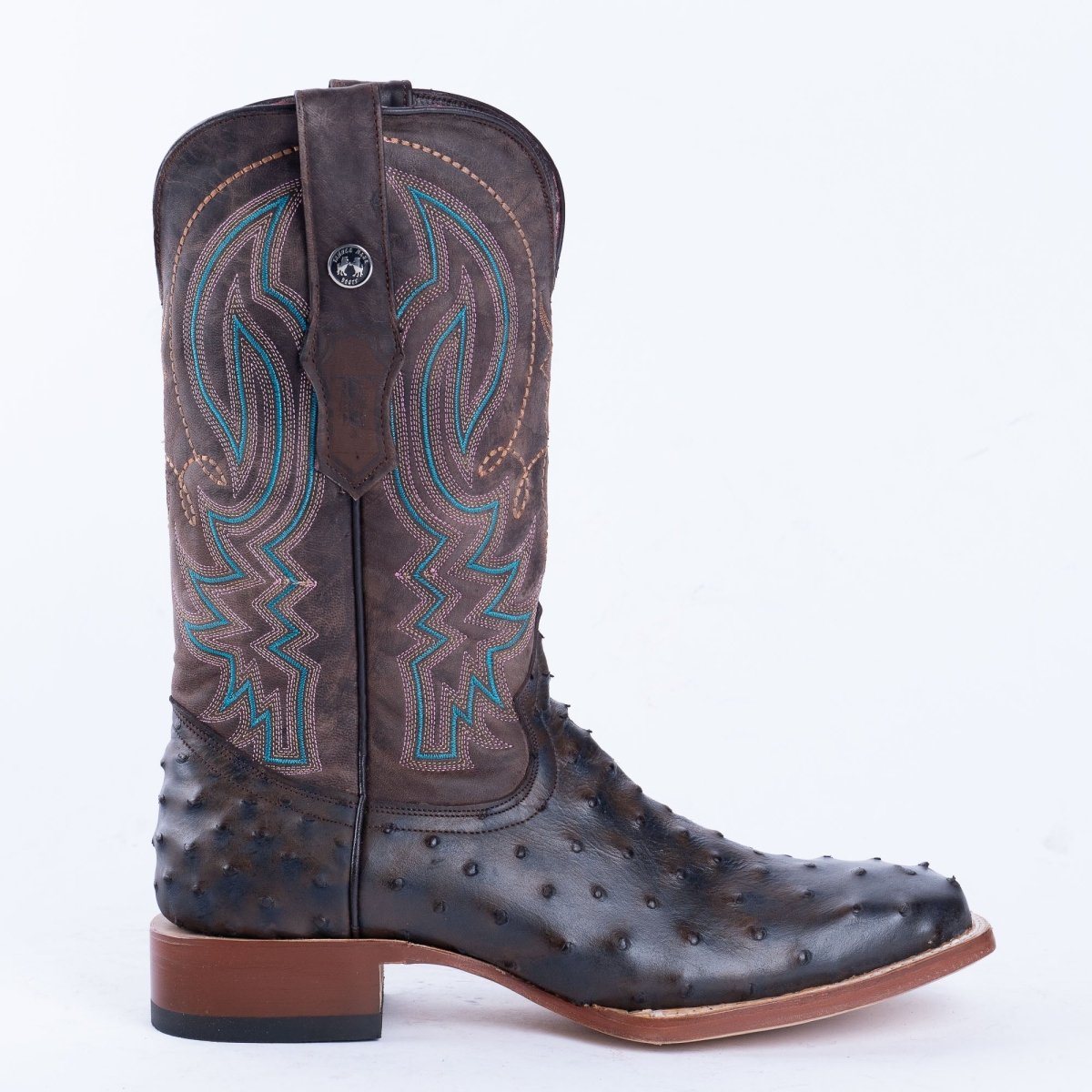 TANNER MARK MEN'S Print Ostrich Black & Brown Cowboy Boots - Rancho Sementalvariable