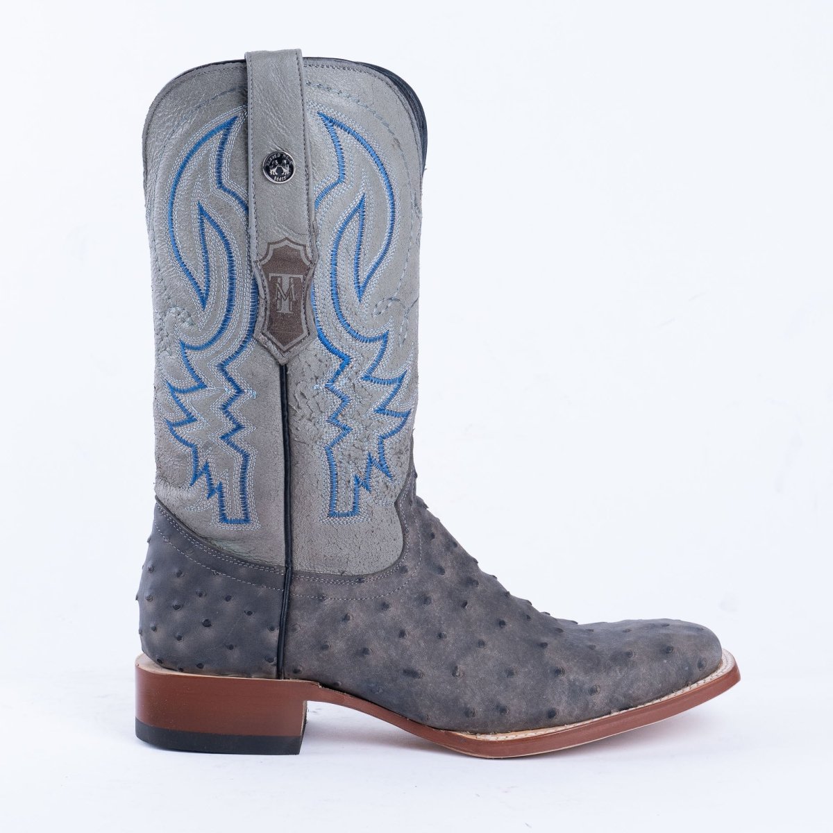 TANNER MARK MEN'S Print Ostrich Grey & Black Cowboy Boots - Rancho Sementalvariable