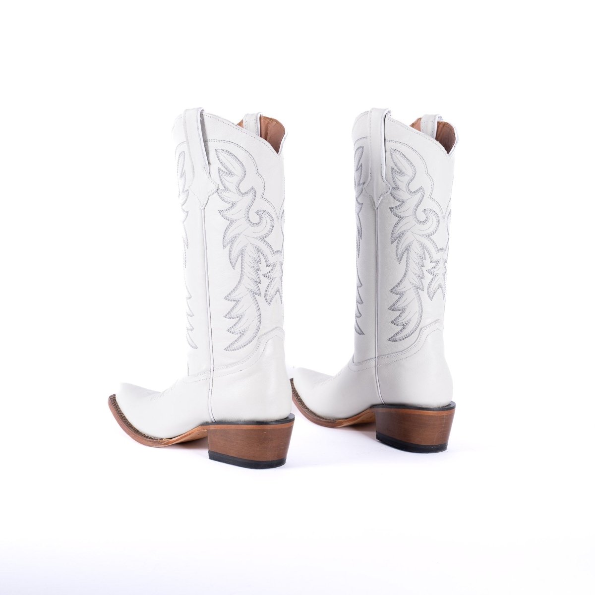 TANNER MARK WOMEN’S Classic White Calf Cowgirl Boots Snip toe - Rancho Sementalvariable